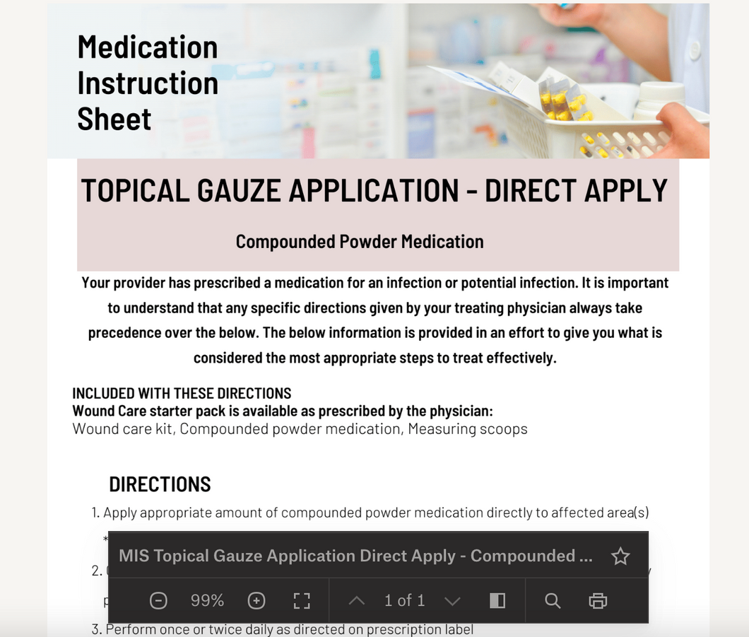 MIS Topical Gauze Application Direct Apply - CompoundedPowder Medication (PENCOL)