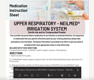 MIS Upper Respiratory NEILMED Irrigation System - Sterile Vialand or Compounded Powder (PENCOL)