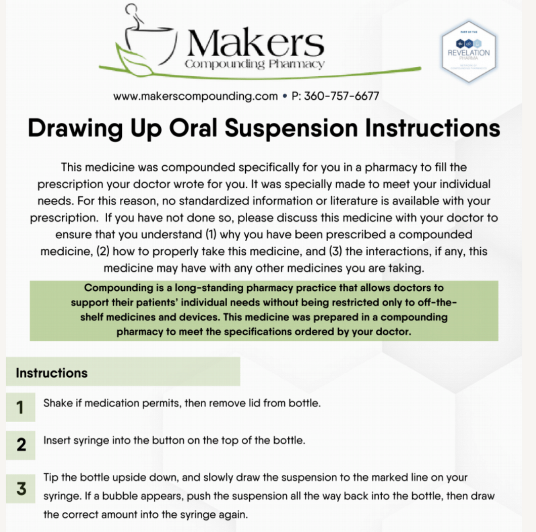 Patient Handout - Draw Up Suspension (Makers Compounding)