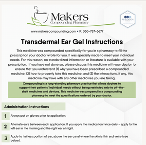 Patient Handout - Veterinary Transdermal Ear (Makers Compounding)