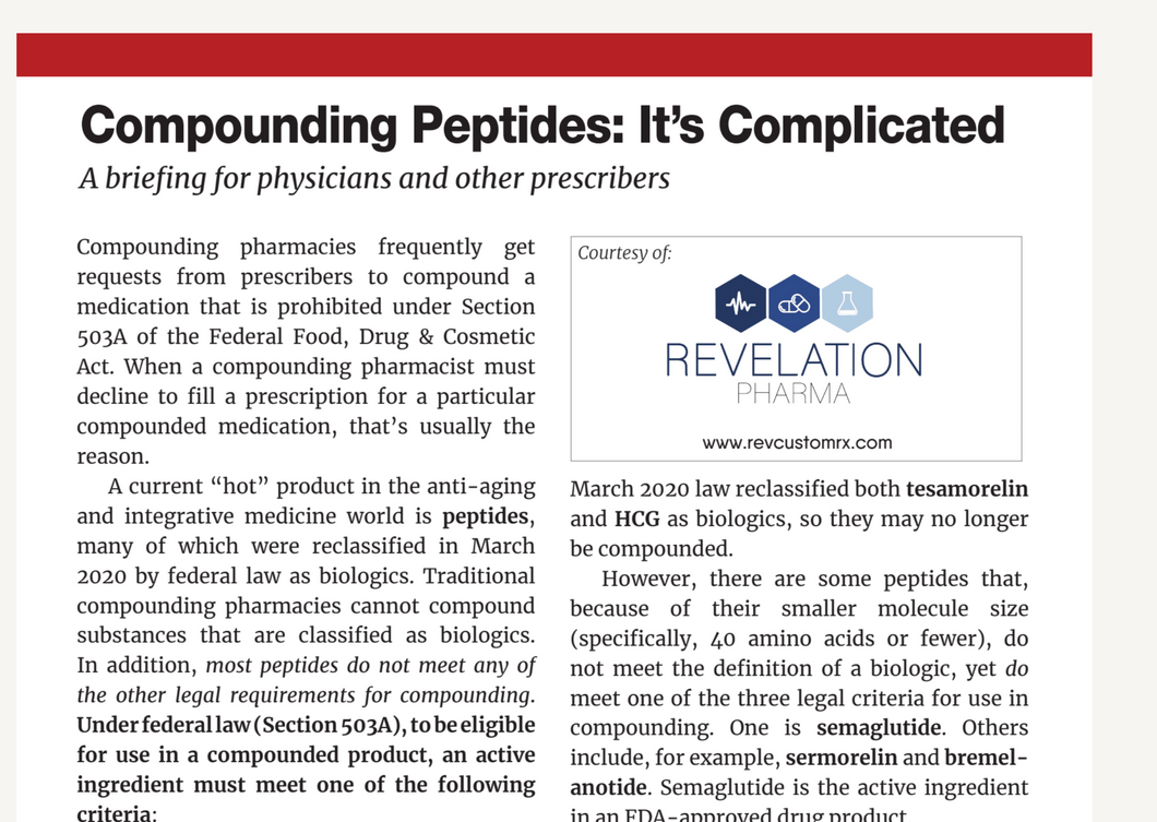 APC Prescriber Briefing – Peptides