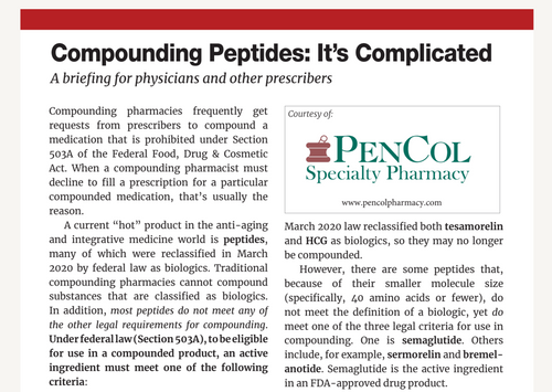 Compounding Peptides : It's Complicated - Pencol