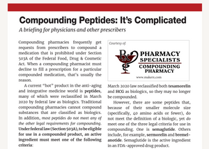 Compounding Peptides : It's Complicated - Pharmacy Specialists