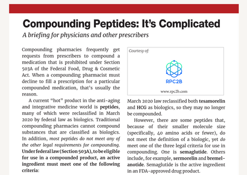 Compounding Peptides : It's Complicated - RPC2B