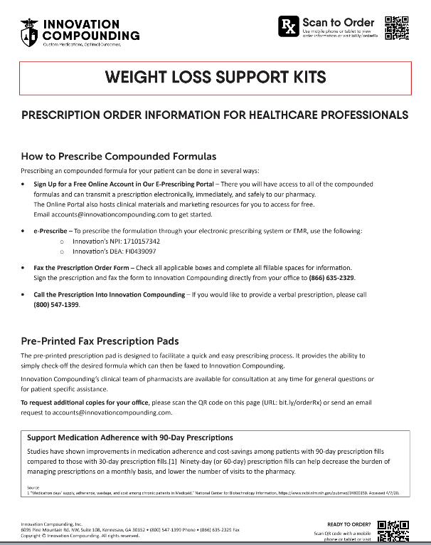 Innovation Compounding - RX Template - Weight Loss Support Kits