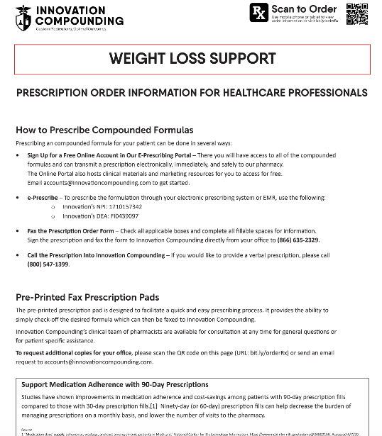 Innovation Compounding - RX Template - Weight Loss Support