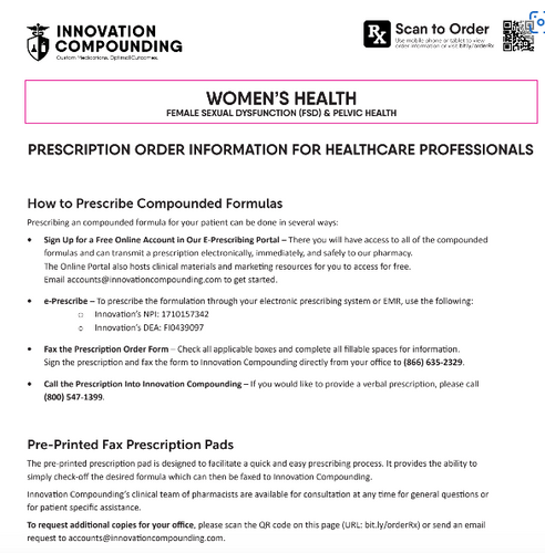 Innovation Compounding - RX Template - Women's Sexual Health FSD