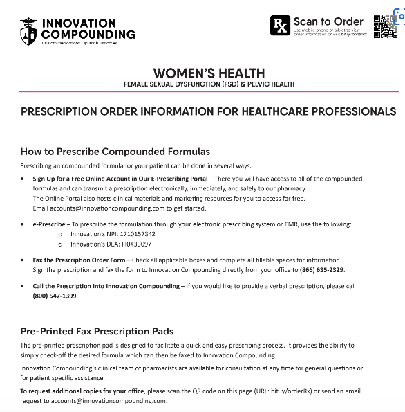 Innovation Compounding - RX Template - Women's Sexual Health FSD