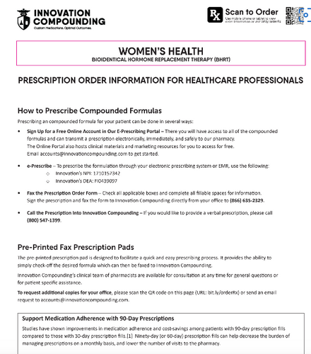 Innovation Compounding - RX Template - Women's Health BHRT