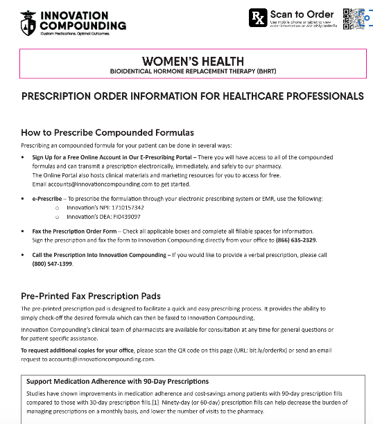 Innovation Compounding - RX Template - Women's Health BHRT