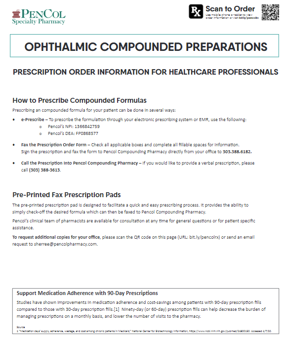 Pencol - RX Template - Ophthalmic Compounded Preparations